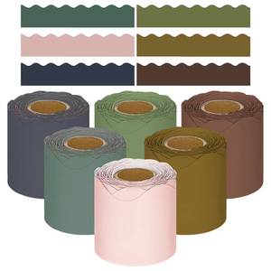 lot 6160 image: A6 Rolls 240 Feet Scalloped Bulletin Board Borders Bulletin Board Trim for Classroom Decoration, 6 Assorted Colors