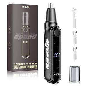 lot 6164 image: coldSky Ear & Nose Hair Trimmer with LED Display for Men Women - Professional Painless Eyebrow & Facial & Nose Hair Trimmer, USB Rechargeable, Dual-Edge Blades for Smoother Cutting Black