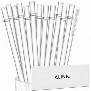 lot 6165 image: ALINK 12-Pack Reusable Clear Plastic Straws, 10.5 in x 0.3 in Replacement Tumbler Straws, BPA-Free Dishwasher-Safe Hard Straws with Brush for Stanley, YETI, Starbucks, Owala, Mason Jars 16��32 oz Cups