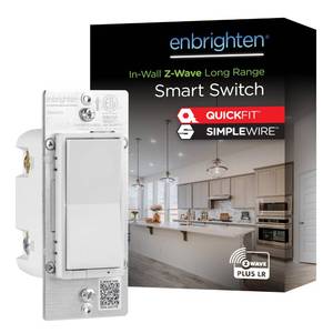 lot 6170 image: Enbrighten 800 Series Z-Wave OnOff Paddle Switch, Long Range 800LR, Quick Fit, Simple Wire, Direct 3-Way (No Add-On Switch Needed), Smart Hub Required, Compatible with Alexa, Google Home, 76591