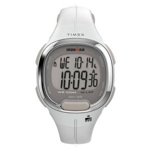 lot 6171 image: Timex Womens Ironman Triathlon Transit 33mm Resin Strap Watch �� Gold-Tone Top-Ring & Black Resin Strap