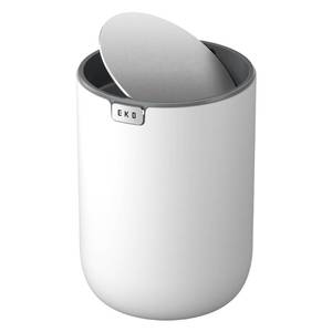 lot 6179 image: EKO Fandy 0.58 Gal2.2L Mini Trash Can with Lid, Swing-Top Desktop Trash Can for Bathroom, Countertop, Vanity, Desk or Office, Small Garbage Bin (White)