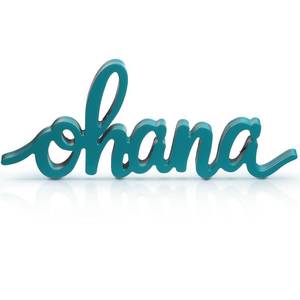 lot 6181 image: Vercraft Ohana Wooden Tabletop Sign Hawaii Stand Alone Blue Wood Sign Ohana Family Decoration for Table Living Room Entryway Room Family Tropical Gift, 10 x 4 x 0.6 Inches