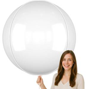 lot 6182 image: A50 Inch Giant White Round Foil Balloons, 3Pcs Matte White 4D Ball Balloons for Birthday Graduation Wedding Anniversary Baby Shower Engagement Bridal Shower Party Decorations