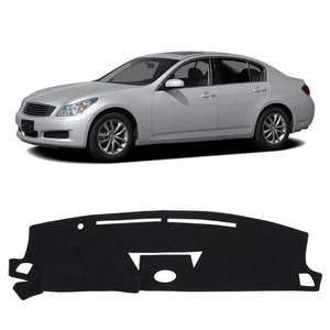 lot 6190 image: KUST Black Dash Cover Compatible with Infiniti G35 with Clock Outside Dashboard Cover Accessories Non-Slip Polyester Dashboard Mat No Glare