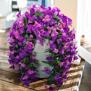 lot 6191 image: Faux Bougainvillea Artificial Flowers Plants for Outdoors Outside Decoration, 2pcs Realistic Fake Flowers UV Resistant Silk Long Trailing Vines for Front Door Planter Patio Balcony Yard Garden, Mix