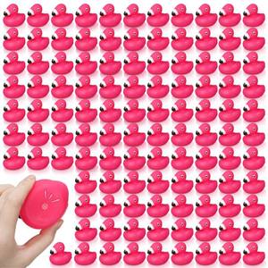 lot 6199 image: Honoson 24 Pcs Flamingo Rubber Duckies Bulk Pink Flamingos Party Favors Bath Toy Pool Floating Squeak Rubber Ducks for Birthday Party Decoration Baby Shower Cake Decoration