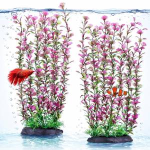 lot 6202 image: HERCOCCI Aquarium Silk Plants, Large 16 Inches Artificial Silk Fish Tank Plants for Betta Goldfish Tall Fish Tank Decorations