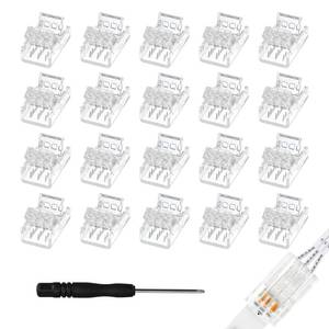 lot 6208 image: A20Pcs 3 Pin 10mm LED Strip Connectors Gapless Solderless Strip to Wire Connector for 10mm IP20IP65 SMD 5050 Dream Color LED Strip Light WS2811 WS2812B incomplete