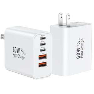 lot 6222 image: USB C Fast Charger Block, 60W USBC Wall Charger Plug, 2Pack 5-Port Type C Phone Charging Cubes Power Adapter Multiport Brick for iPhone 17161514131211Pro MaxPlusAir, iPad miniPro,Galaxy S25