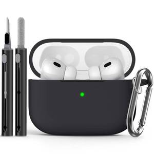 lot 6223 image: Ljusmicker for AirPods Pro Case Cover with Cleaner Kit,Soft Silicone Protective Cover for Apple AirPod Pro 2nd1st Generation Case for Women Men,AirPods Pro 2Pro Case Accessories with Keychain-Black