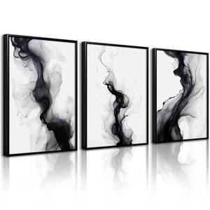 lot 6239 image: Black White Abstract Wall Art Decor Gray Modern Wall Art Minimalist Canvas Painting Black White Grey Pictures Poster Abstract Prints Artwork for Living Room Bedroom 12x16 Set of 3 Inch Unframed