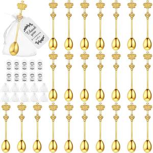 lot 6242 image: Fuutreo 24 Sets Tea Party Favors for Guests Bridal Shower Crown Spoons Crown Drinking Teaspoons Stainless Steel Cake Dessert Spoons Coffee Stirring Spoon for Wedding Party Gifts(Gold)