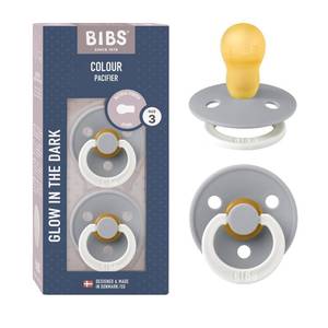 lot 6244 image: BIBS Pacifiers Colour Collection  Natural Rubber Baby Pacifier  Set of 2 BPA-Free Soothers  Made in Denmark  18 Months (Pack of 2)  Cloud Night
