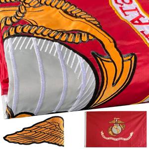 lot 6279 image: Embroidered Double Sided Marine Corps Flag 3x5 Outdoor-3Ply Heavy Duty 300D Nylon 4 Rows Sewn- All Weather United States Official Marine Corps Flag Banner for Indoor with 2 Brass Grommets
