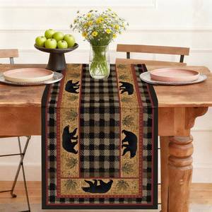 lot 6283 image: Bear Table Runner,Dining Decor for Kitchen Coffee Table Family Dinners Holiday Parties Wedding Events Decor(13x72 inch)