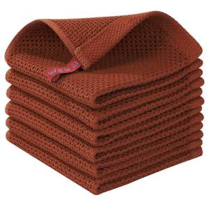 lot 6291 image: Homaxy 100% Cotton Waffle Weave Kitchen Dish Cloths, Ultra Soft Absorbent Quick Drying Dish Towels, 12 x 12 Inches, 6-Pack, Rust