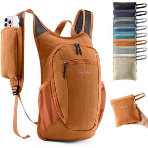 lot 6295 image: Uselike 10L Small Hiking Backpack Travel Daypack Lightweight Packable Back Pack for Women Men(Orange)