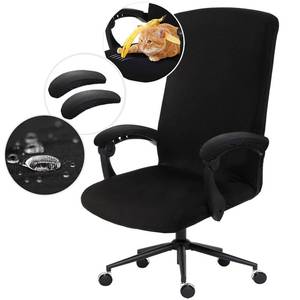 lot 6297 image: Water Resistant Stretch Computer Office Chair Cover with Armrest Covers Durable Zipper Universal Washable Removable Spandex Rotating Boss Chair Slipcovers Anti-dust Soft Desk Chair Seat Protector