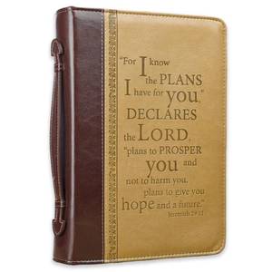lot 6307 image: Christian Art Gifts - Bible Cover Classic TanBrown I Know The Plans Jeremiah 2911