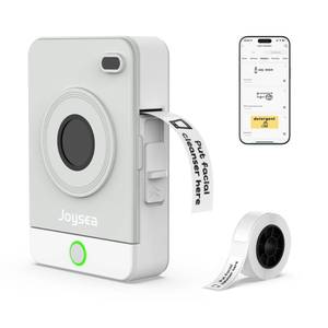 lot 6309 image: Joysea OP1 Label Maker Machine with Tape, Wireless Small Label Maker Bluetooth with Multiple Templates for Home School Office Organization, Thermal Sticker Printer Gray White