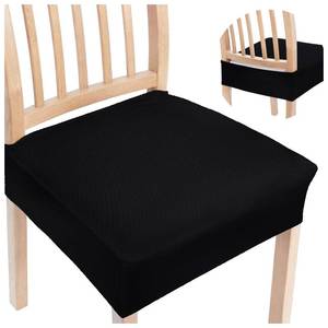 lot 6324 image: Smiry Stretch Jacquard Seat Covers for Dining Room Chairs Set of 4, Removable Washable Chair Seat Protector Slipcovers, No Rear Covers, Black