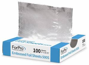 lot 6332 image: ForPro Professional Embossed Pop-Up Hair Foil Sheets for Salon Hair Color & Highlights, Pre-Cut Aluminum Foils, Non-Slip Embossed Texture, 5 W x 10.75 L, 100 Count