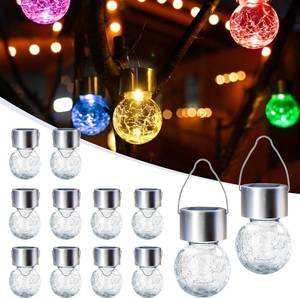lot 9581 image: GIGALUMI Solar Lights Outdoor Waterproof, 12 Pack Solar Hanging Lights Garden Decor, Gifts for Women, Solar Outdoor Lantern Waterproof Cracked Glass for Yard, Fence, Tree(Color Changing)