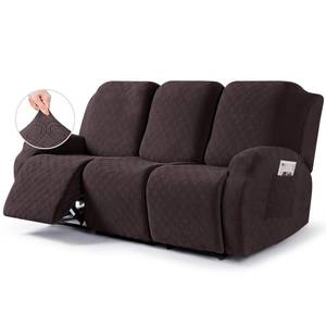 lot 9582 image: VANSOFY Recliner Sofa Covers, 3-Pieces Stretch Reclining Couch Covers with Pockets Reclining Couch Slipcovers 3 Seater Soft Washable Furniture Protector for Dogs Cats(Chocolate)