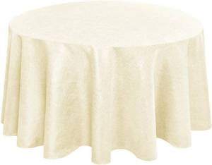 lot 9599 image: Hiasan Linen Tablecloth 108 Inch Round - Wrinkle and Stain Resistant Washable Polyester Fabric Table Cloth for Dining Room Kitchen Party, Champagne