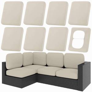lot 9606 image: hyha 8Pcs Patio Cushion Covers, Stretch Outdoor Couch Cushion Covers Replacement, Washable Outdoor ChairSofa Slipcovers for Patio Furniture Cushions Protector with Elastic Bottom(Taupe,Cover Only)