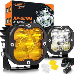 lot 9619 image: Auxbeam XP-Ultra Series 3Inch 80W Spot Flood Combo Ditch Lights, Far & Wide Amber White Cube Lights Offroad LED Bar, 9600LM Yellow Driving LED Pods with Light Covers, Pair