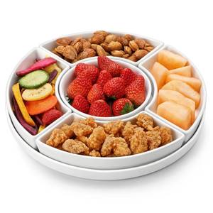 lot 9625 image: MALACASA Porcelain Divided Serving Dishes, Appetizers Tray, Serving Tray for Party - Perfect for Chips and Dip, Fruit, Veggies, Candy and Snacks, Divided Serving Platter, Relish Tray, White