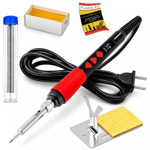 lot 10373 image: Soldering Iron Kit, 60W LED Display Digital Solder Pen, 5 Replaceable Tips, 21-in-1 Fast Heating with Solder Wire, Stand, Desoldering Pump, for Electronics Repair Hobby DIY 120V US Plug from Plusivo