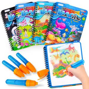 lot 10400 image: ArtCreativity 4 Pack Magic Water Coloring Books for Toddlers, Reusable Magic Water Pen Coloring Books for Kids - Mess Free Water Art Book for Toddlers - Travel Activity Toys, No-Mess Coloring