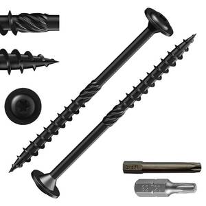 lot 10407 image: Wensilon (1 lbs) 60PCS #10 x 3 Black Lag Screws, Structural Wood Screw, Heavy Duty Construction Screw, Rust Resistant, Washer Head, Black Coated Exterior Wood Screws, Star Drive with Bit