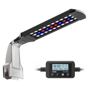 lot 10414 image: NICREW Marine Clip on Aquarium Light, Saltwater Fish Tank Light for Coral Reef Tanks with LCD Timer, 2 Lighting Modes