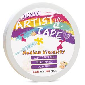 lot 10417 image: XUNAXI 1 Packs Artist Tape Medium Tack White Art Tape for Watercolor Paper Drafting Art Painting Canvas Framing Acid Free Masking Tape- 0.25IN Wide 99FT Long Total