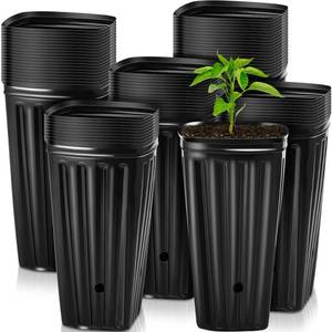 lot 10426 image: Tessco for you 50 Pcs Planter Pots, 7.8 Inches 0.38 Gallons Square Nursery Pot for Indoor Outdoor Plants, Lightweight Deep Plastic Plant Nursery Container with Drainage Holes