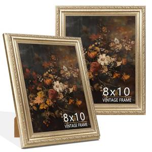 lot 10429 image: ASTRDECOR 8x10 Picture Frame, Ornate Champagne Silver 8x10 Photo Frame with Subtle Gold Sheen, Elegant Vintage Photo Frame for Wedding Photos, Moody Prints, Home D�cor - 2 Pack