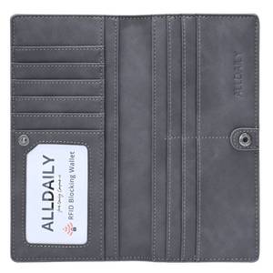lot 10439 image: Alldaily Ultra Slim Thin Women Wallet RFID Blocking Credit Card Holder Bifold Long Ladies Billfold (Grey)