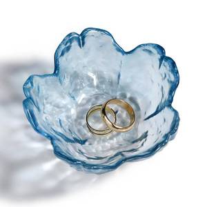 lot 10450 image: QIANCHANG Blue Glass Ring Holder Dish, Cherry Blossom Decor Jewelry Trinket Tray, Rings Earrings Keys Storage Organizer Bowl