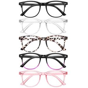 lot 10454 image: ZEHEXA Reading Glasses for Women Men Lightweight Blue Light Blocking Readers Fashion Computer Eye Glasses Frames - 5 Pack Anti Glare UV Cheaters 1.5