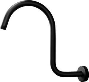 lot 10467 image: High Rise Shower Head Extension Arm with Flange S-Shaped Shower Head Extender Pipe for Rain Shower Waterfall Shower Standard 12 Connection Bathroom Accessory (Matte Black)