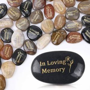lot 10479 image: Yuntau 36 Pcs Memorial Stones 1.97 Inch Celebration of Life Inspirational Favor River Rock Engraved in Loving Memory Funeral Decoration Favors Gift for Fathers Day