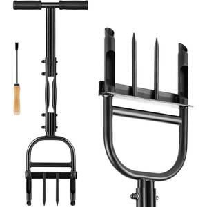 lot 11552 image: Hermsche Lawn Aerator Coring Tool, Manual Plug Core Aerators with Cleaning Stick, 2 Half-Open Hollow Slot Tines and 2 Spike Heavy Duty Grass Aeration Tool for Soils Yard Garden