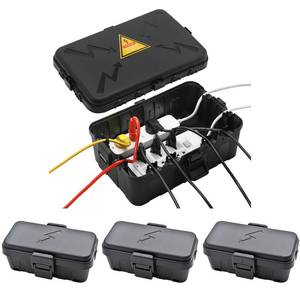 lot 11566 image: Hrensaw IP54 Large Outdoor Electrical Box w 8 Cable Seal Entry, Bundle w 3 Small Weatherproof Extension Cord Safety Box, Protect Power Strip, Timer Outlet Plug, Holiday Lights Decoration, Black
