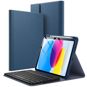 lot 11569 image: JETech Keyboard Case for iPad (A16) 11th10th Generation (20252022) with Pencil Holder, Magnetic Detachable Bluetooth Wireless Keyboard, Soft TPU Back Stand Cover (Navy)