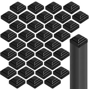 lot 11573 image: Shimeyao 50 Pcs 2 x 2 Black Pressed Steel Post Caps for Square Steel Posts Fence Caps Topper Pressure Fit Cover for Mailbox Metal Wood Plastic Iron Deck Railing