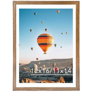 lot 12164 image: JCJMY 12x16 Picture Frame Rustic Brown with 11x14 Mat, Display Photo 11x14 with Mat or 12 x 16 Without Mat, Wall Hanging Large Frame with Plexiglass, Rustic Brown